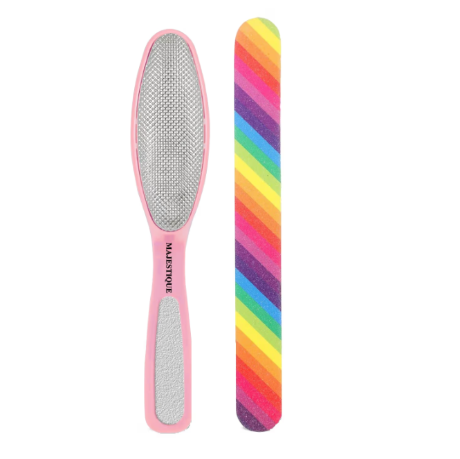 Majjestique 2 In 1 Plate Foot Scrubber & Emery Board Nail Filer - Color May Vary